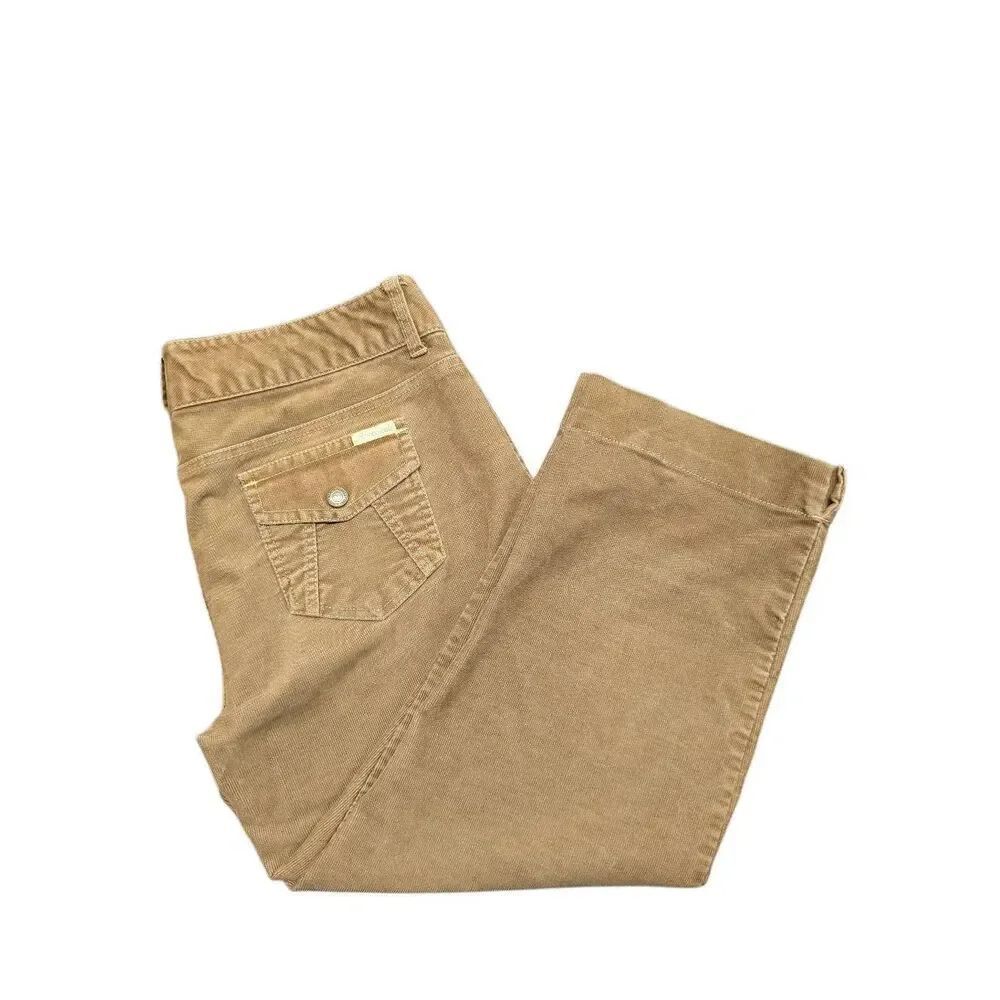 Aeropostale Cropped Pants  Brown Corduroy Ankle Slit Polyester Blend Women's 13/